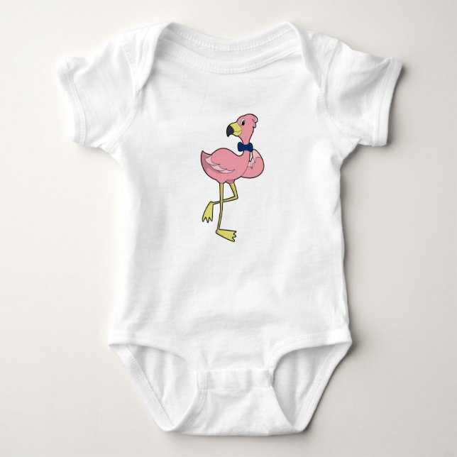 Flamingo als Gentleman mit Krawatte Baby Strampler (Vorderseite)