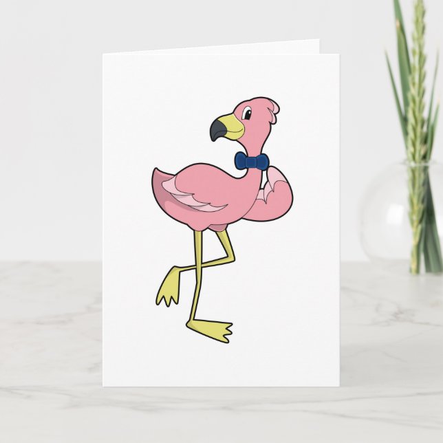 Flamingo als Gentleman mit Krawatte Karte (Vorderseite)