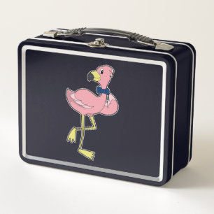 Flamingo als Gentleman mit Krawatte Metall Brotdose