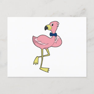 Flamingo als Gentleman mit Krawatte Postkarte