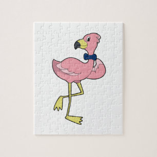Flamingo als Gentleman mit Krawatte Puzzle