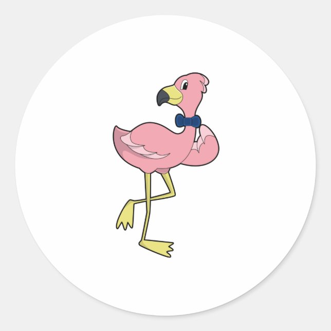 Flamingo als Gentleman mit Krawatte Runder Aufkleber (Vorderseite)