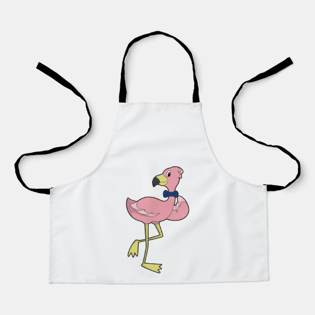 Flamingo als Gentleman mit Krawatte Schürze (Vorderseite)