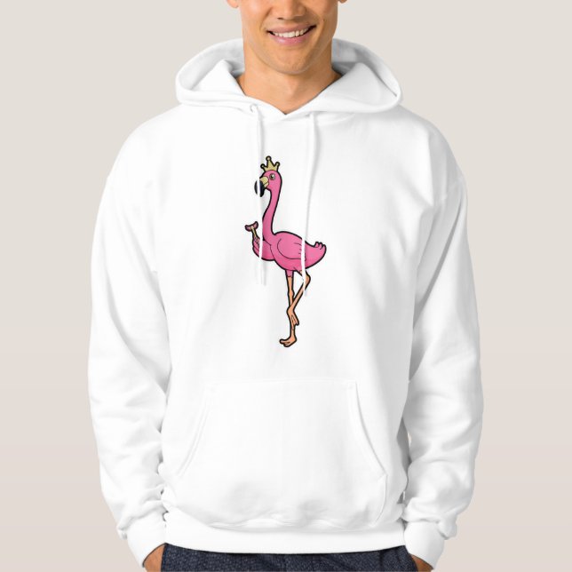 Flamingo als König mit Kronen und Personal Hoodie (Vorderseite)