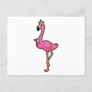 Flamingo als König mit Kronen und Personal Postkarte