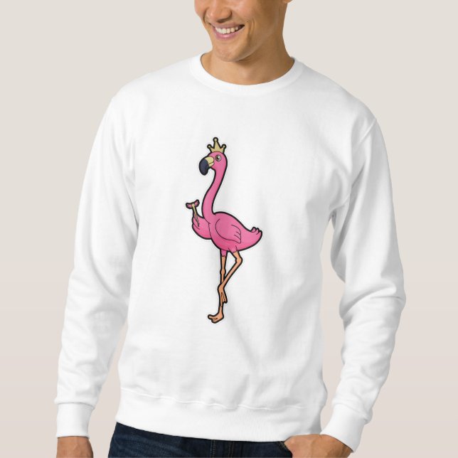 Flamingo als König mit Kronen und Personal Sweatshirt (Vorderseite)