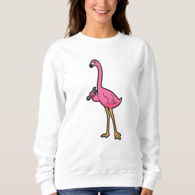 Flamingo als Mechaniker mit Wrench Sweatshirt (Vorderseite)