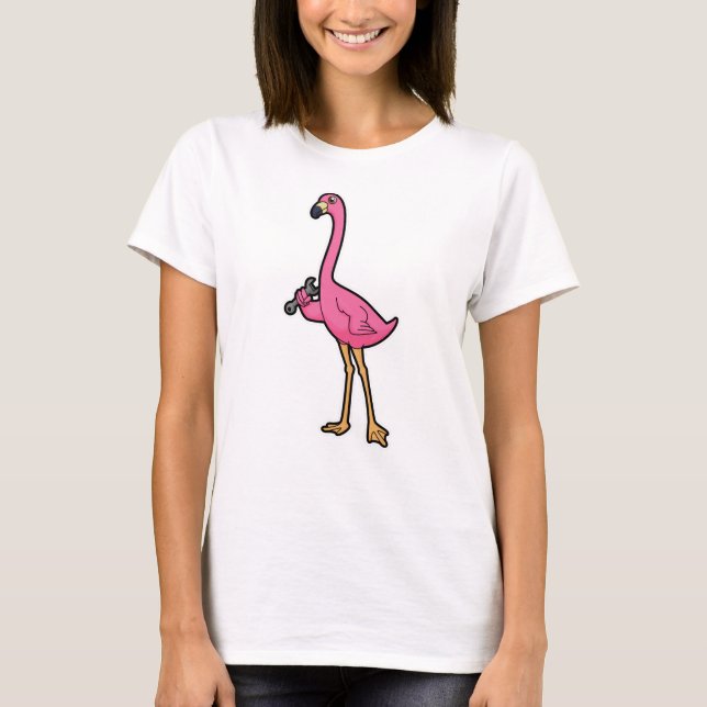 Flamingo als Mechaniker mit Wrench T-Shirt (Vorderseite)