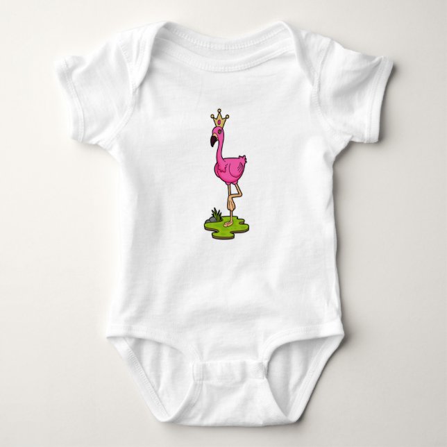 Flamingo als Prinzessin mit Krone Baby Strampler (Vorderseite)