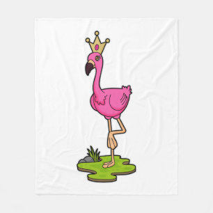 Flamingo als Prinzessin mit Krone Fleecedecke