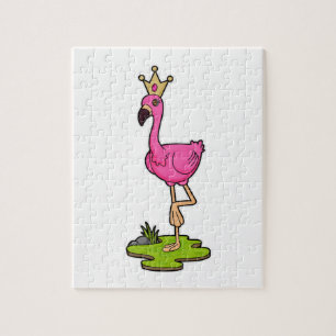 Flamingo als Prinzessin mit Krone Puzzle
