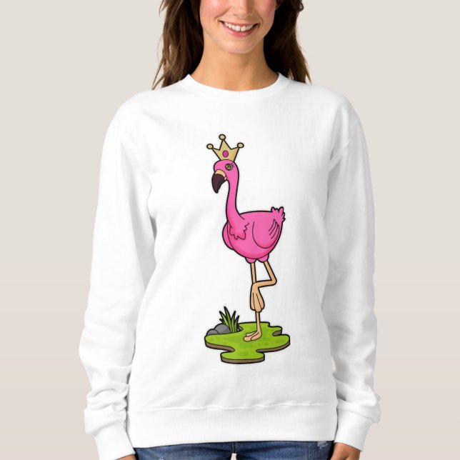 Flamingo als Prinzessin mit Krone Sweatshirt (Vorderseite)