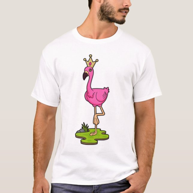 Flamingo als Prinzessin mit Krone T-Shirt (Vorderseite)