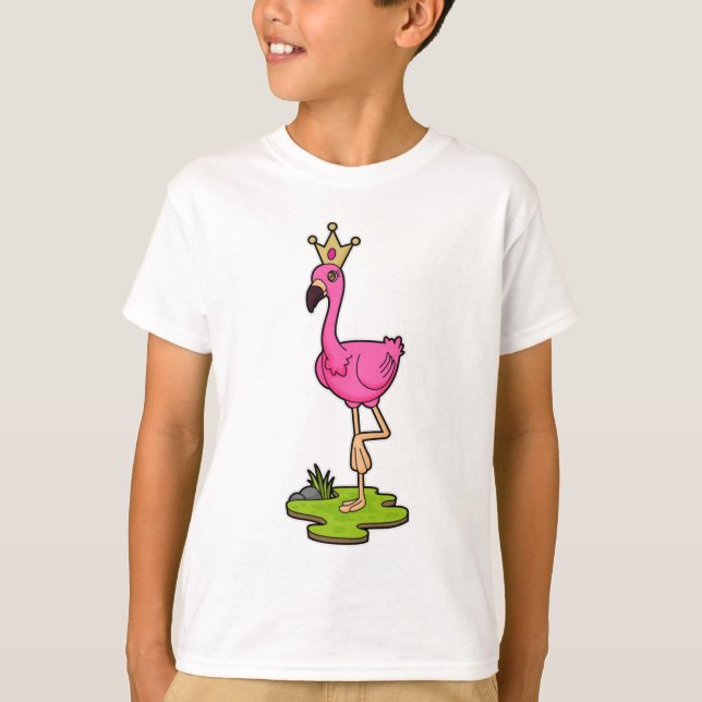 Flamingo als Prinzessin mit Krone T-Shirt (Vorderseite)