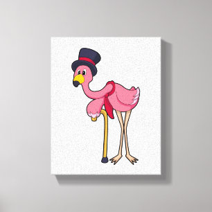 Flamingo als Rentner mit Hat Leinwanddruck