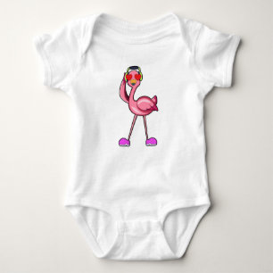 Flamingo als Rentner mit Walking stick & Hat Baby Strampler