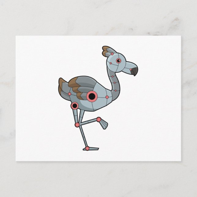 Flamingo als Robot Postkarte (Vorderseite)