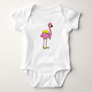 Flamingo als Schüler mit Schultasche Baby Strampler