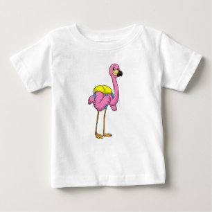 Flamingo als Schüler mit Schultasche Baby T-shirt