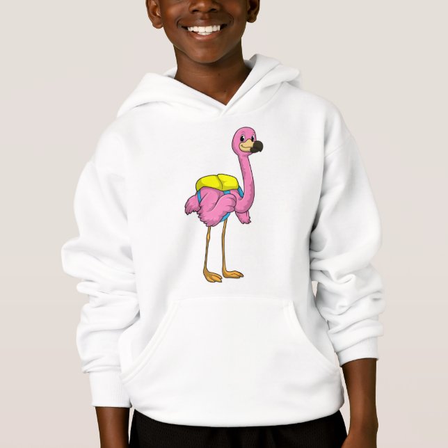 Flamingo als Schüler mit Schultasche Hoodie (Vorderseite)