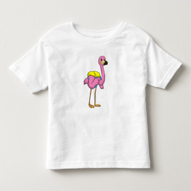 Flamingo als Schüler mit Schultasche Kleinkind T-shirt (Vorderseite)