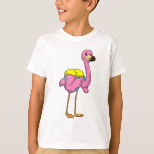 Flamingo als Schüler mit Schultasche T-Shirt
