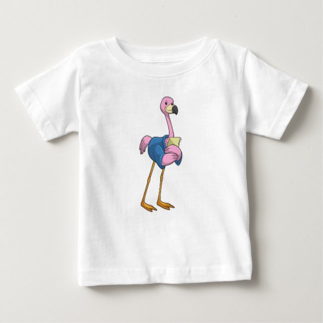 Flamingo als Secretary mit Notepad Baby T-shirt (Vorderseite)