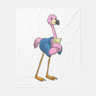 Flamingo als Secretary mit Notepad Fleecedecke