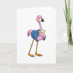 Flamingo als Secretary mit Notepad Karte