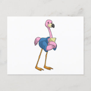 Flamingo als Secretary mit Notepad Postkarte