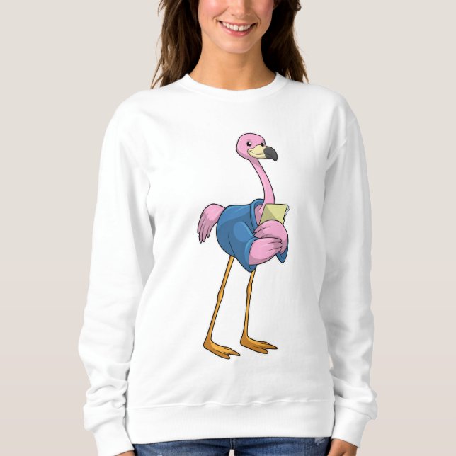 Flamingo als Secretary mit Notepad Sweatshirt (Vorderseite)
