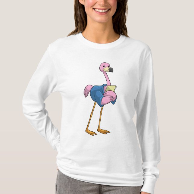 Flamingo als Secretary mit Notepad T-Shirt (Vorderseite)