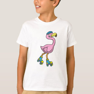 Flamingo als Skater mit Inline Skate & Helmet T-Shirt