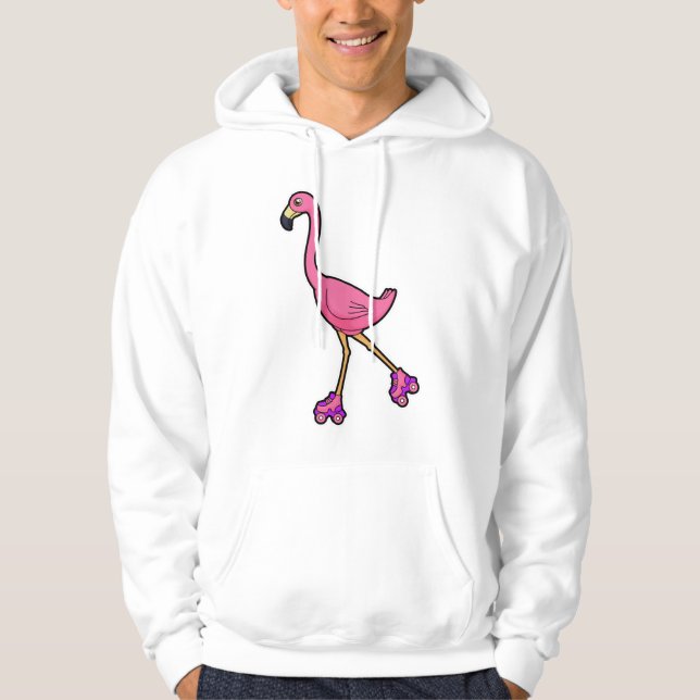 Flamingo als Skater mit Roller-Skaten Hoodie (Vorderseite)