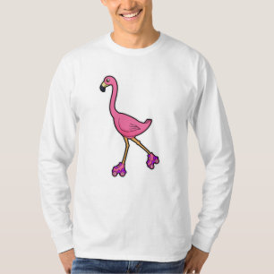 Flamingo als Skater mit Roller-Skaten T-Shirt