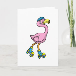 Flamingo als Skater mit Skaten & Helmet Karte
