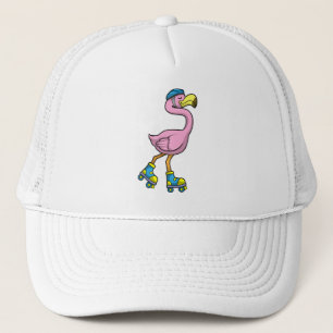 Flamingo als Skater mit Skaten & Helmet Truckerkappe