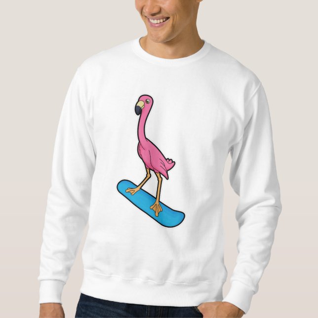 Flamingo als Snowboarder mit Snowbaord Sweatshirt (Vorderseite)