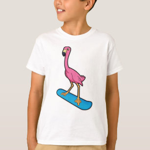 Flamingo als Snowboarder mit Snowbaord T-Shirt