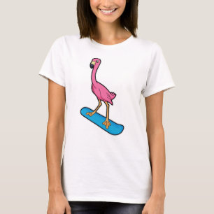 Flamingo als Snowboarder mit Snowbaord T-Shirt