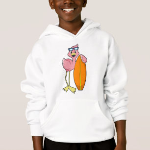 Flamingo als Surfer mit Surfboard.PNG Hoodie