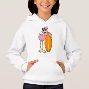 Flamingo als Surfer mit Surfboard.PNG Hoodie