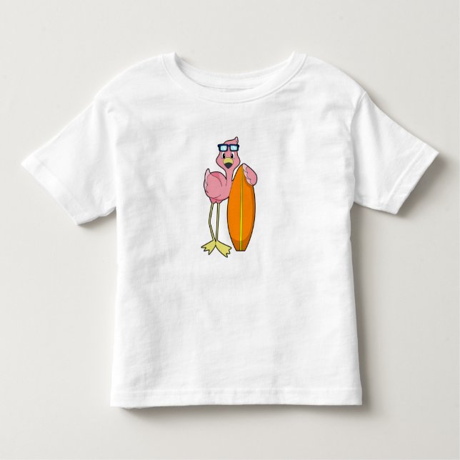 Flamingo als Surfer mit Surfboard.PNG Kleinkind T-shirt (Vorderseite)