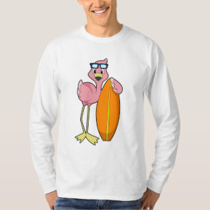 Flamingo als Surfer mit Surfboard.PNG T-Shirt