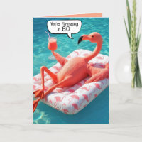 Flamingo am 80. Geburtstag im Schwimmbad