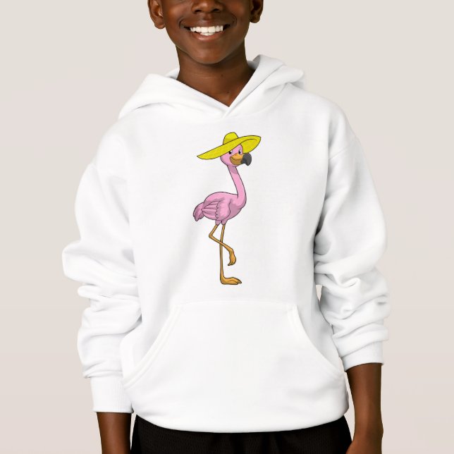 Flamingo am Strand mit Hat Hoodie (Vorderseite)