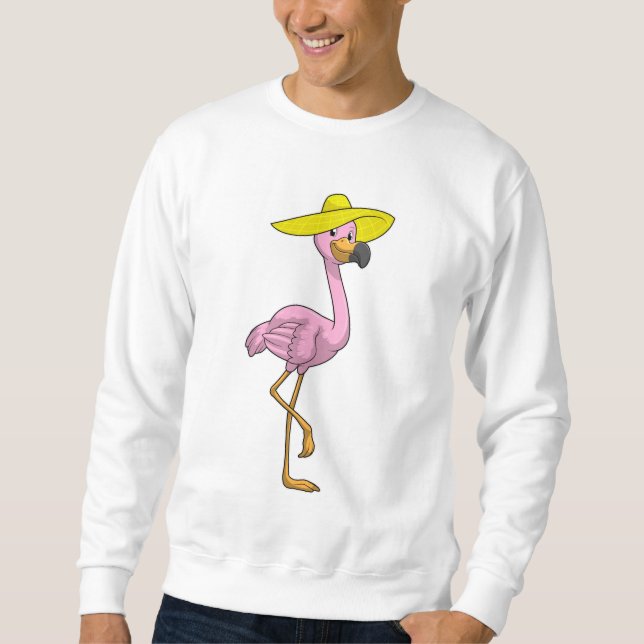 Flamingo am Strand mit Hat Sweatshirt (Vorderseite)