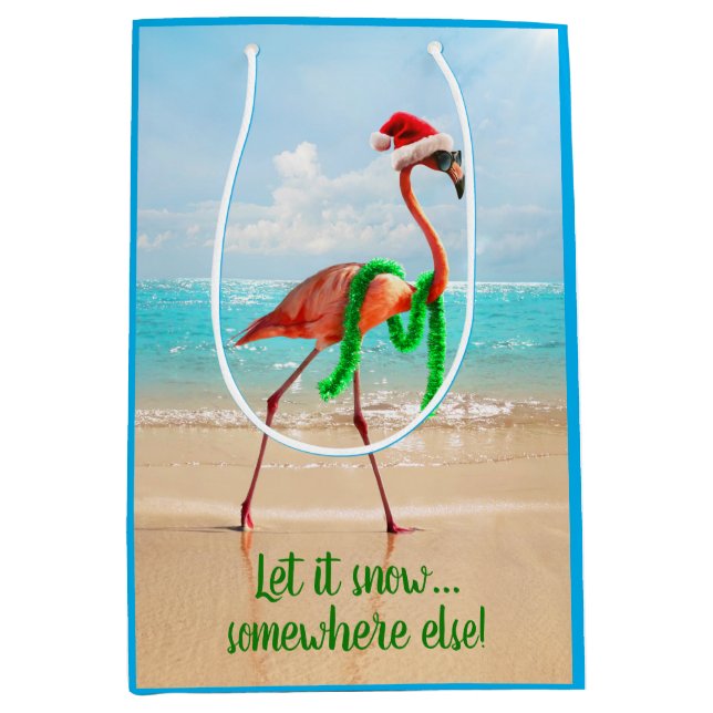 Flamingo am Strand Mittlere Geschenktüte (Vorderseite)