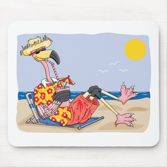 Flamingo Am Strand Mousepad (Vorne)