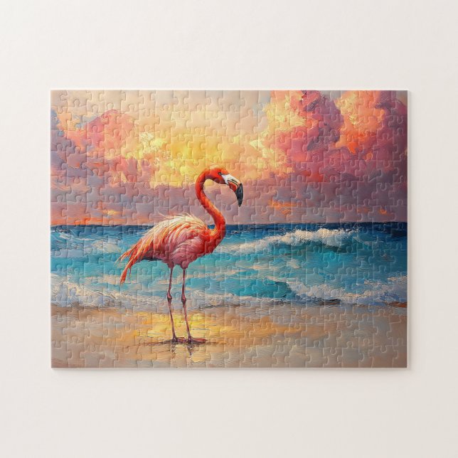 Flamingo am Strand Puzzle (Horizontal)